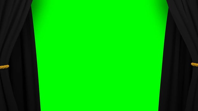 Curtains Opening And Closing Stage Theater Cinema Green Screen 4K