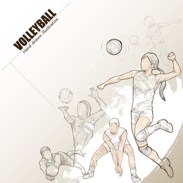 illustration of volleyball. Hand drawn. volleyball poster. Sport background.