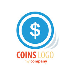 Logo Coins vector  blue color