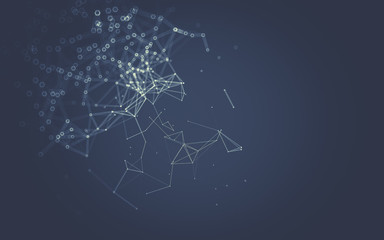 Abstract polygonal space low poly dark background, 3d rendering