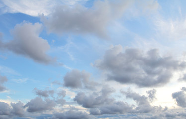 Natural background of blue sky and many clouds