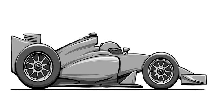 child's funny cartoon formula race car illustration art