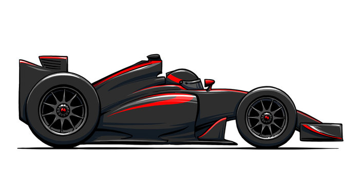 child's funny cartoon formula race car illustration art