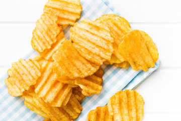 Crinkle cut potato chips.