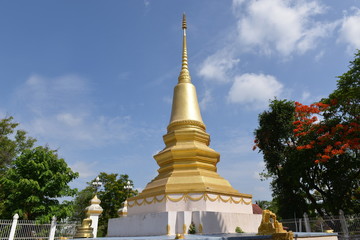 Naklejka premium Beautiful pagoda in temple. Wat Bun, Korat Thailand