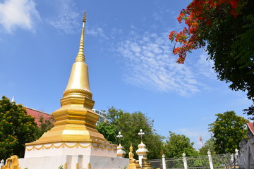 Fototapeta premium Beautiful pagoda in temple. Wat Bun, Korat Thailand