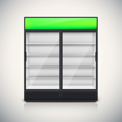 Double fridge with glass door.