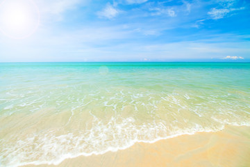 Beautiful sky with sea on the peaceful beach for relax, beach background.