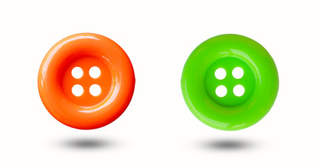 Colorful buttons isolated on white background.