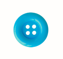 Blue button isolated on white background.