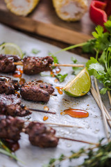 charcoal grilled beef kebabs