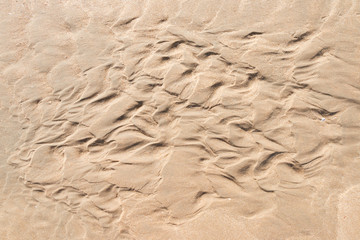 closeup of sand pattern texture of a beach in the summer