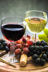 red and white wine glass