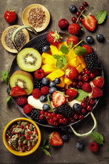 fresh fruits and berries on plate