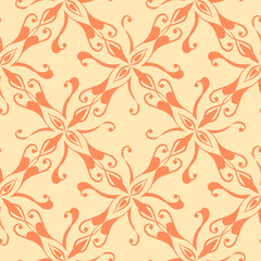 Seamless red pattern on yellow background