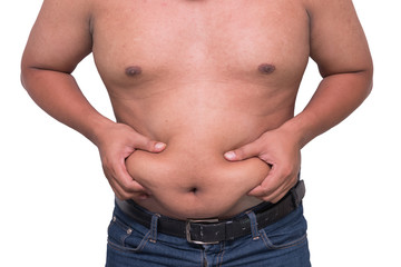 Naklejka premium man with a cellulitis on a stomach.