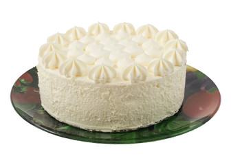 beautiful cake on the plate isolated on white background