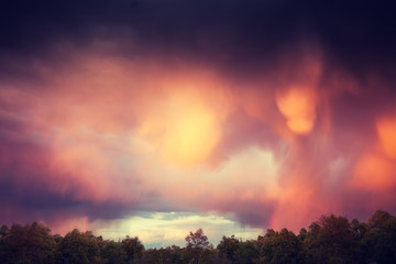 Fototapeta na wymiar Stormy dramatic sky at sunset