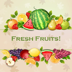 Delicious fresh fruits background.
