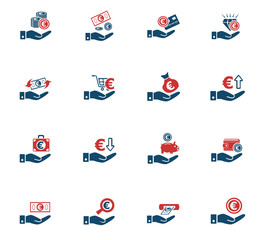 hand and money icon set