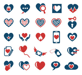 heart love icon set
