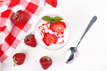 strawberries in cream top view