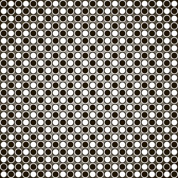Black and white dots with outlines. Vector seamless background.