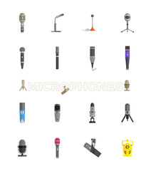 Microphone Set Design Flat Isolated