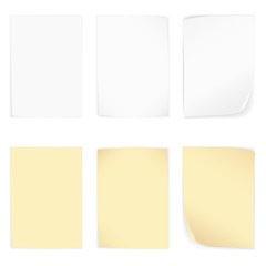 Yellow and whire stick blank note paper set - obrazy, fototapety, plakaty