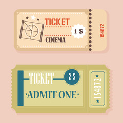 Vector Vintage Retro cinema tickets concept.