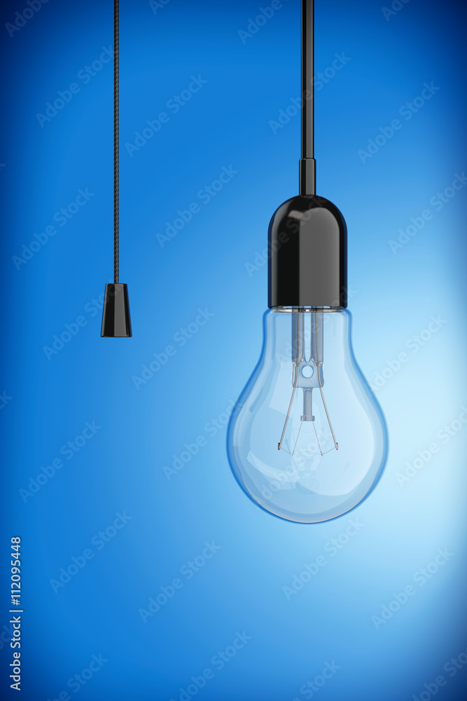 Aufkleber Light Bulb with Cord Switch. 3d Rendering