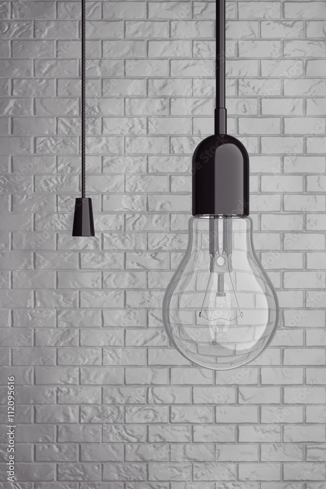 Aufkleber Light Bulb with Cord  Switch. 3d Rendering