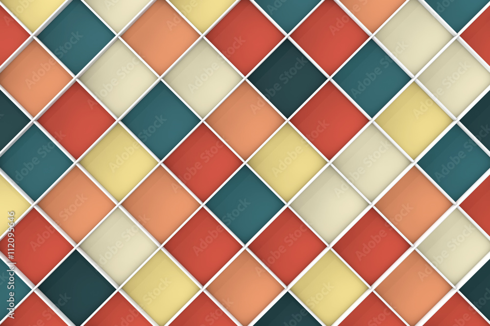 Aufkleber Empty Colorful Shelves. 3d Rendering