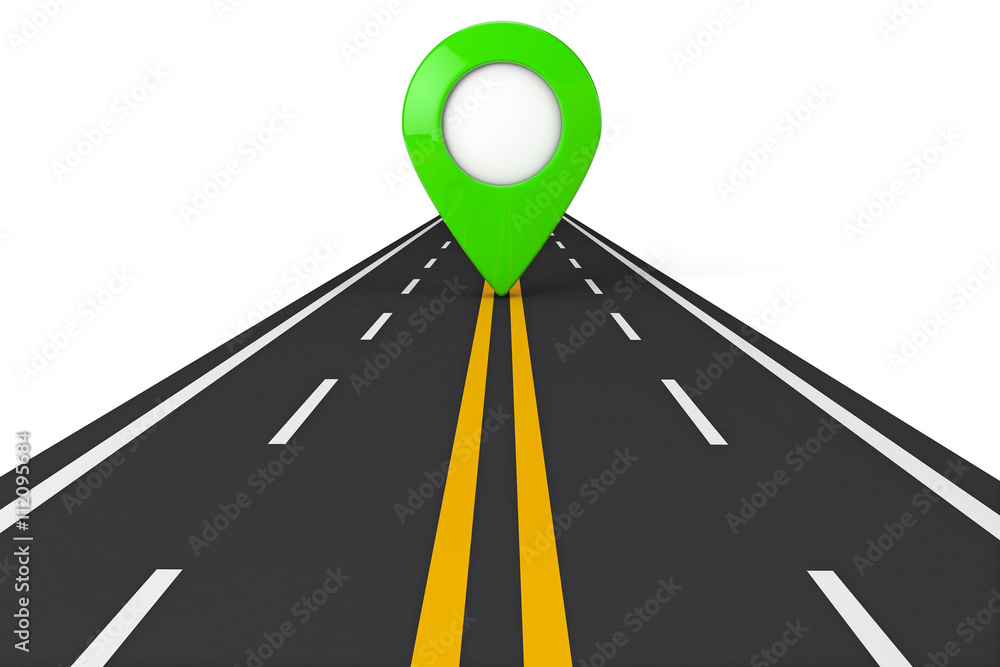 Aufkleber Road Path with Green Pointer. 3d Rendering