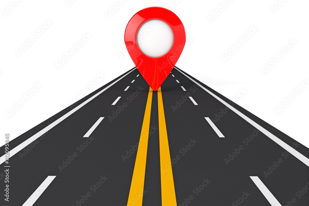 Aufkleber Road Path with Red Pointer. 3d Rendering