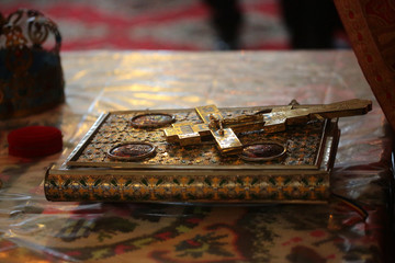 Christian cross on bible