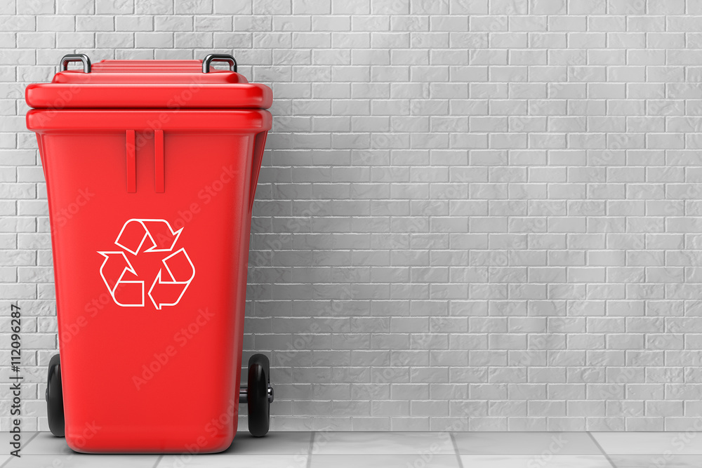 Leinwandbilder red garbage trash bin. 3d rendering