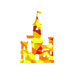flat castle icon, abstract medieval kids castle silhouette