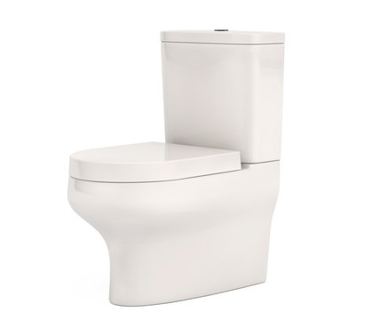 White Ceramic Toilet Bowl. 3d Rendering