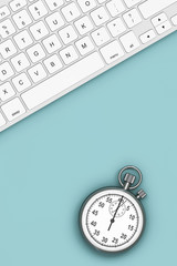 Fototapeta na wymiar Time Concept. Keyboard with Stopwatch. 3d Rendering