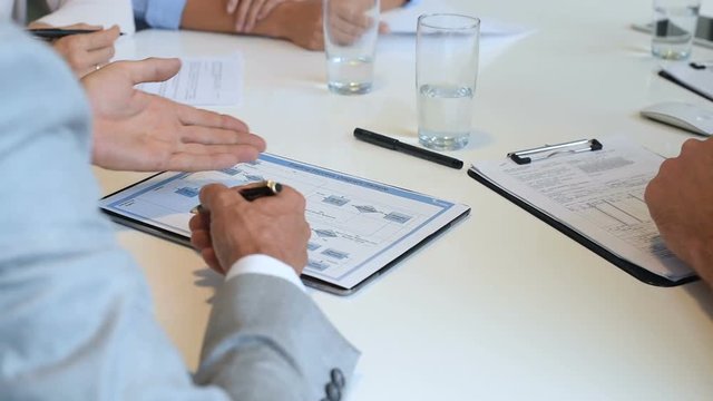 Business hands working