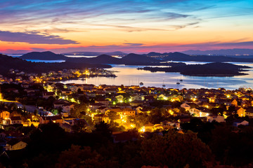 Adriatic archipelago at sunset from Murter island