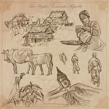 Laos. Pictures of Life. Vector pack.