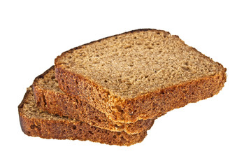 Sliced of rye bread, isolated on white background