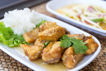 Fired Snapper fish with fishsource