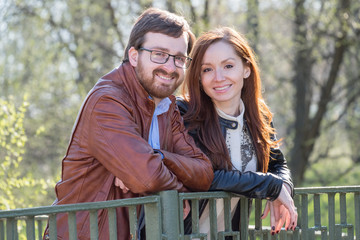 Young couple on bridge