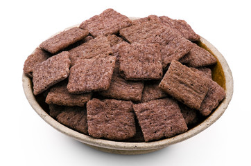 Red rice crackers, healthy, snack on white background
