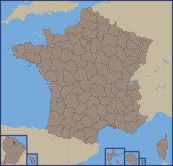 Empty Political Map of France