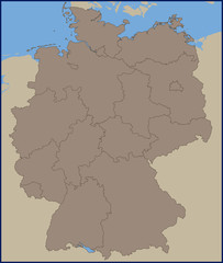 Empty Political Map of Germany