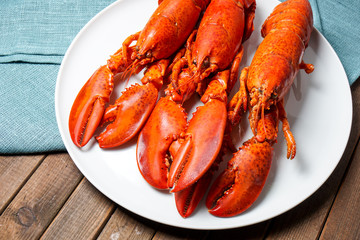 Cooked red Lobsters